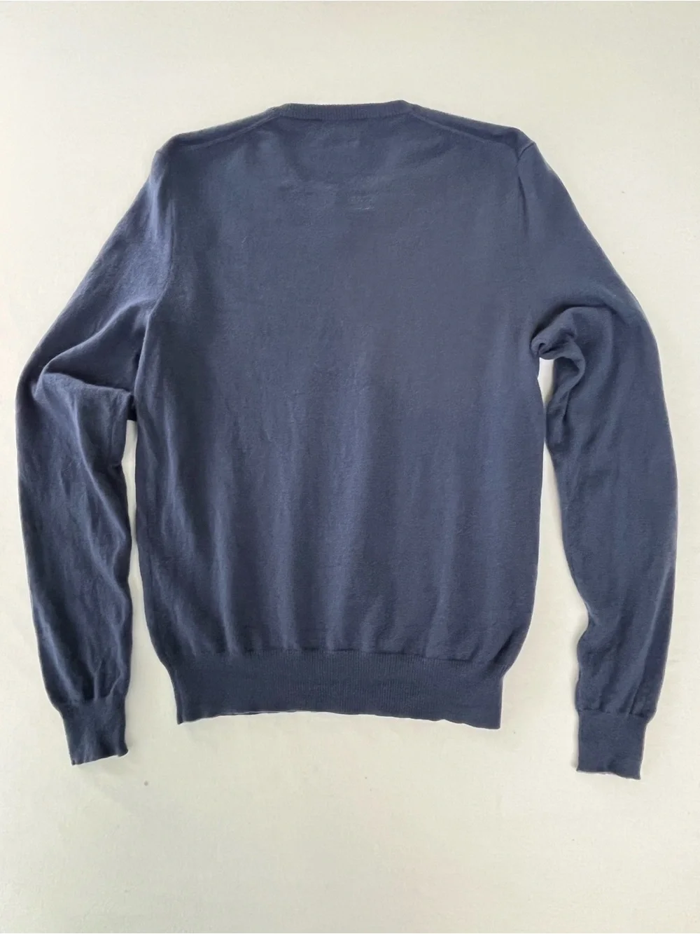 POLO Ralph Lauren Vintage Men Navy V-Neck 100% Cashmere Sweater Old Money Luxury